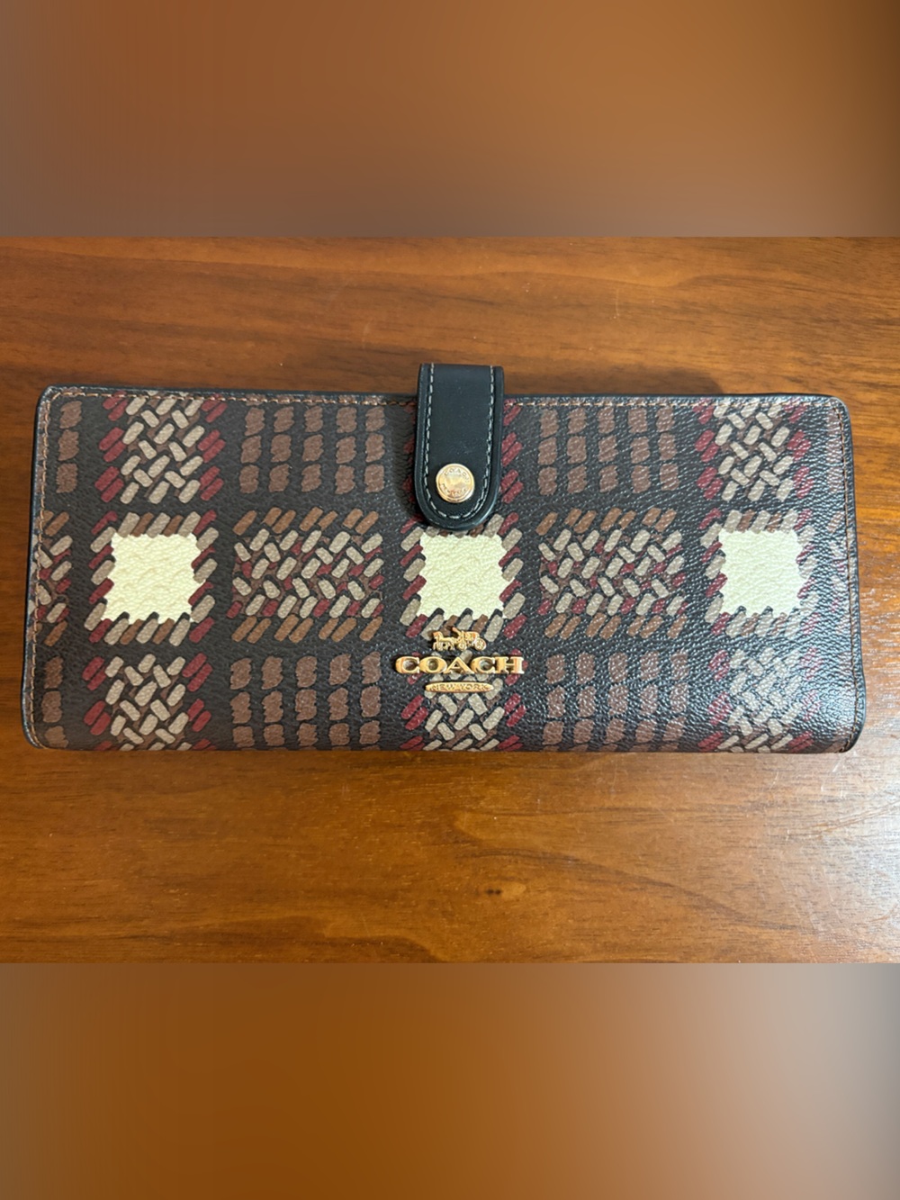 Coach Slim Wallet in Brushed Plaid Print